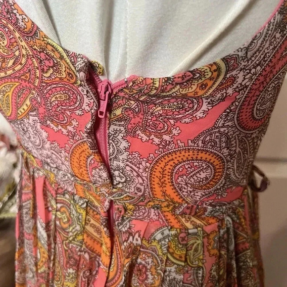H&M Womens Pink Paisley Baby Doll Mini Dress Sz Small Retro Twee Y2K Fairy Boho - Picture 6 of 9